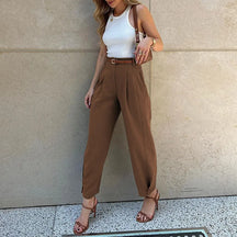 Calça Feminina Cintura Alta – Casual Elegante e com Bolsos