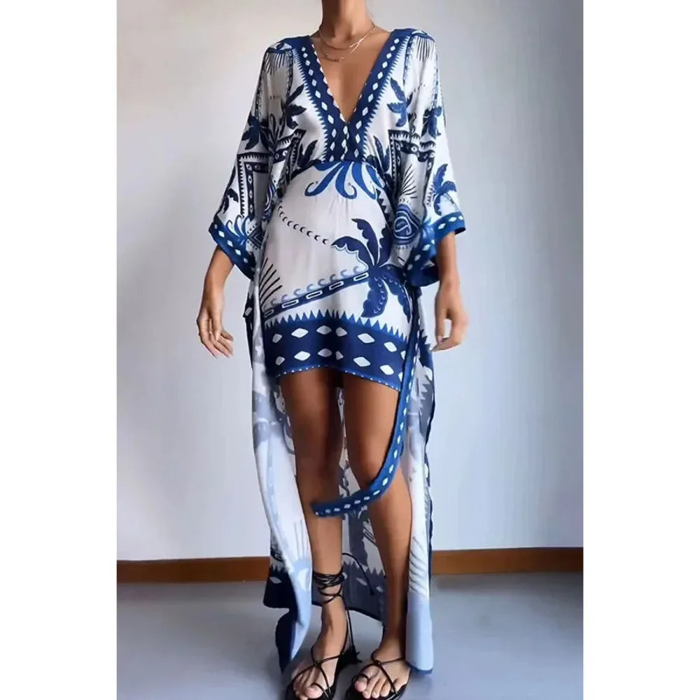 Vestido Riviera Azul - Soltinho Estampado Verão