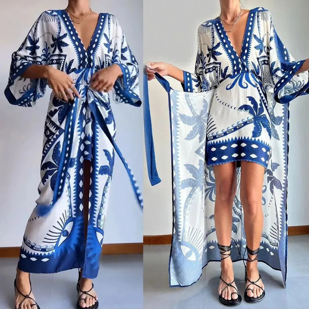 Vestido Riviera Azul - Soltinho Estampado Verão